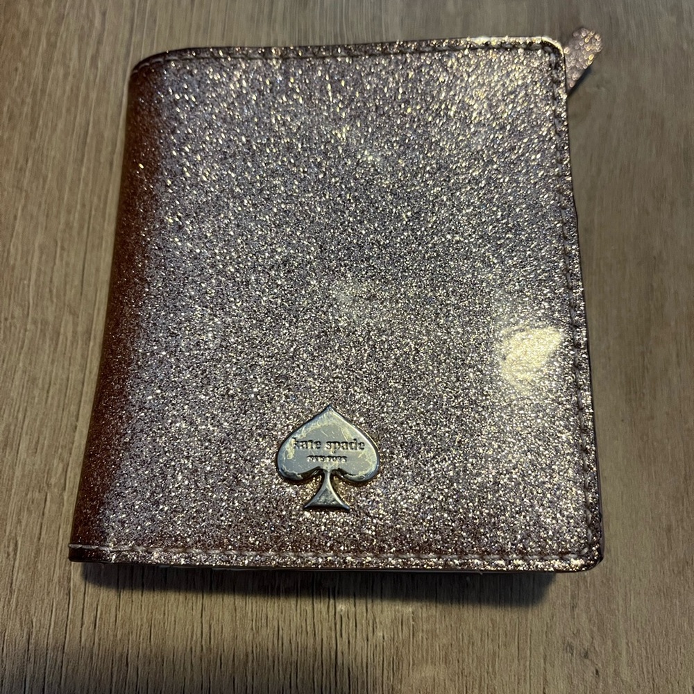 kate spade pink glitter fold wallet